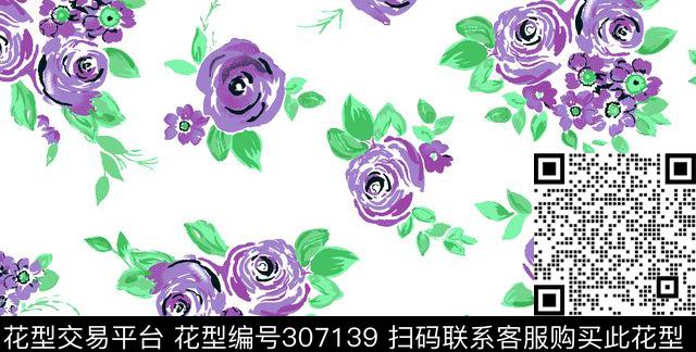 手绘水彩花卉清新唯美传统印花华亿平台下载（图片编号: 307139） - 瓦栏（Walan）