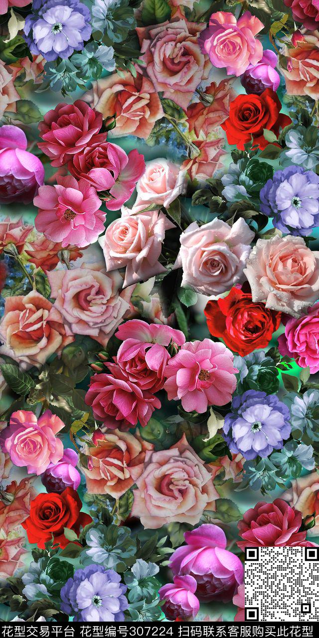 摄影写实花卉油画花卉多彩数码印花华亿平台下载（图片编号: 307224） - 瓦栏（Walan）