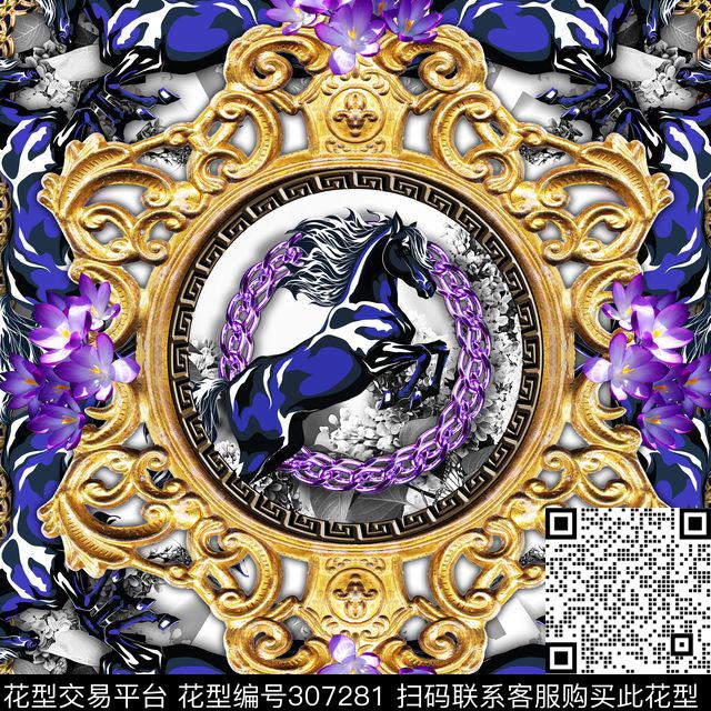 几何古典花纹珠宝炫彩数码印花华亿平台下载（图片编号: 307281） - 瓦栏（Walan）