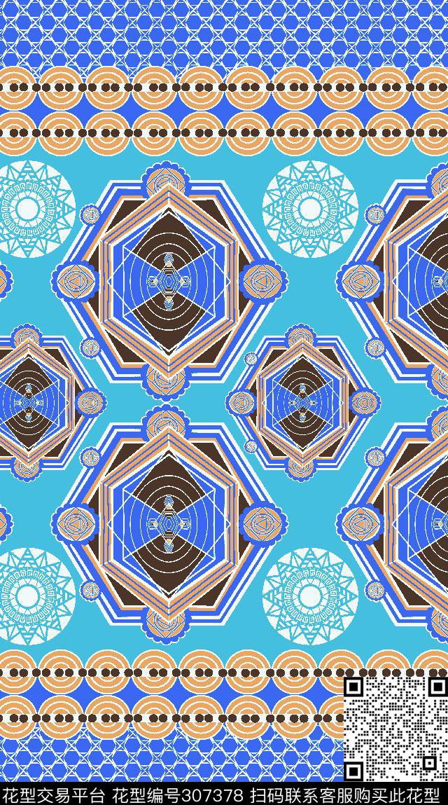 几何图形横条纹多彩传统印花华亿平台下载（图片编号: 307378） - 瓦栏（Walan）