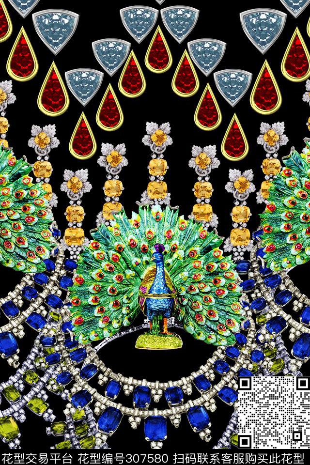欧式宫廷风复古宝石数码印花华亿平台下载（图片编号: 307580） - 瓦栏（Walan）