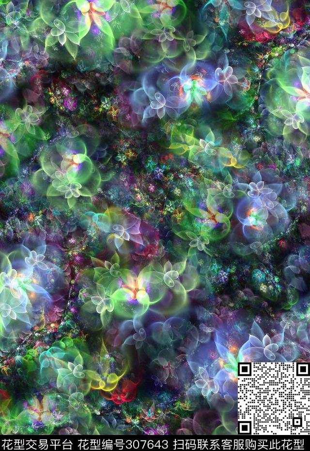 花卉休闲抽象数码印花华亿平台下载（图片编号: 307643） - 瓦栏（Walan）