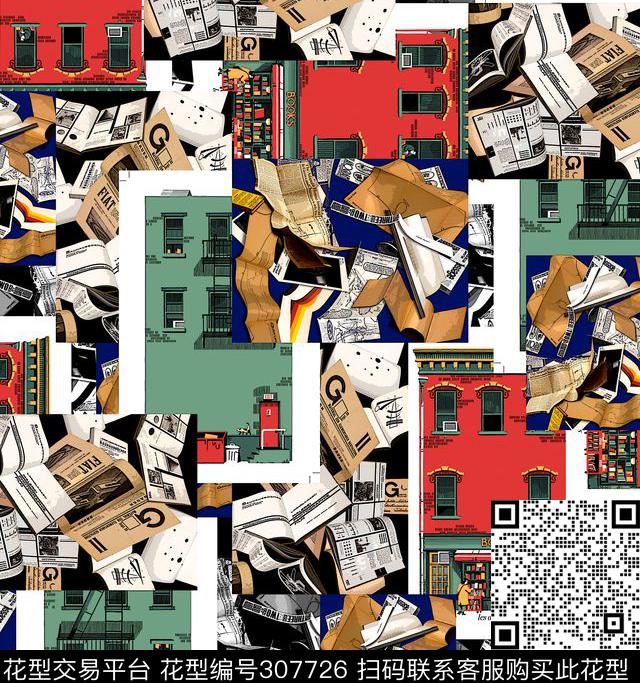 海报拼贴创意时尚类数码印花华亿平台下载（图片编号: 307726） - 瓦栏（Walan）