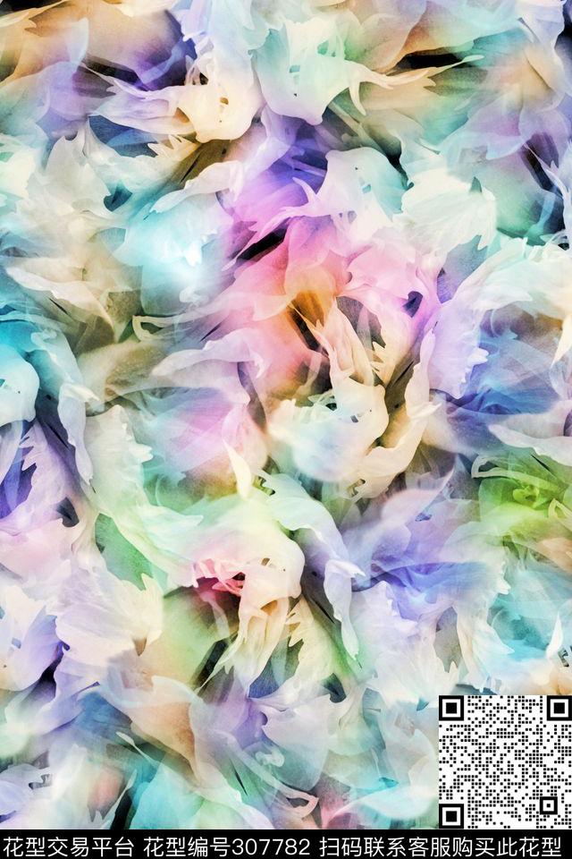 抽象肌理多彩清新数码印花华亿平台下载（图片编号: 307782） - 瓦栏（Walan）