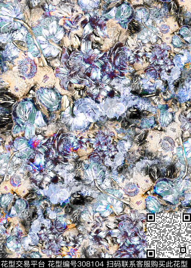 花卉数码印花华亿平台下载（图片编号: 308104） - 瓦栏（Walan）