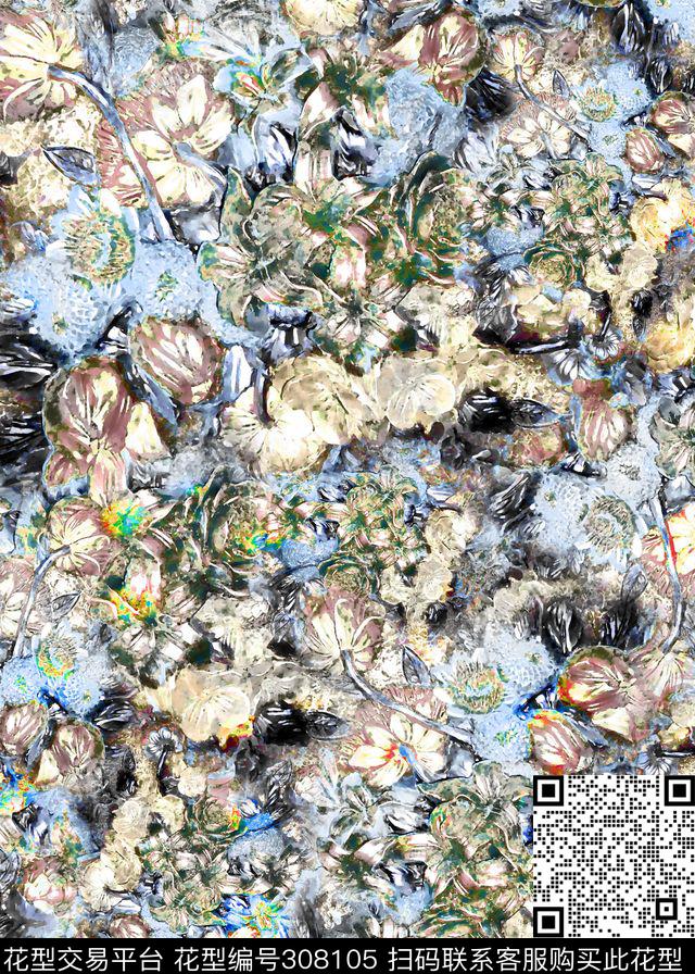 花卉数码印花华亿平台下载（图片编号: 308105） - 瓦栏（Walan）