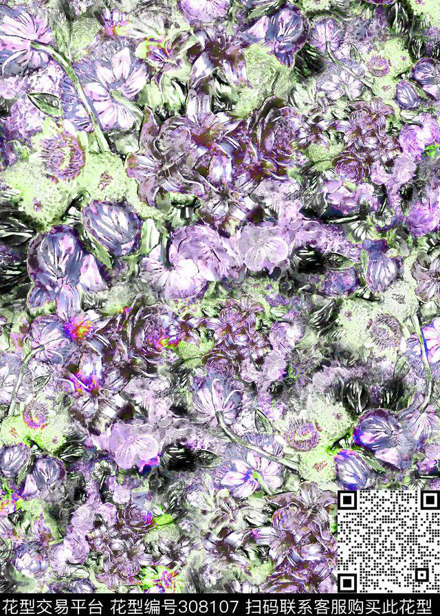 花卉数码印花华亿平台下载（图片编号: 308107） - 瓦栏（Walan）