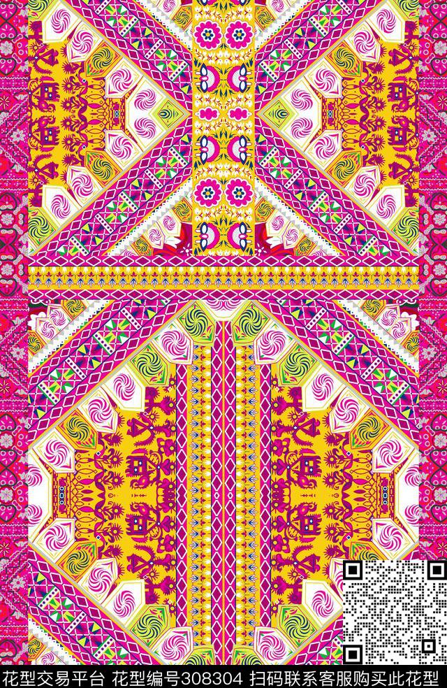 休闲民族几何数码印花华亿平台下载（图片编号: 308304） - 瓦栏（Walan）