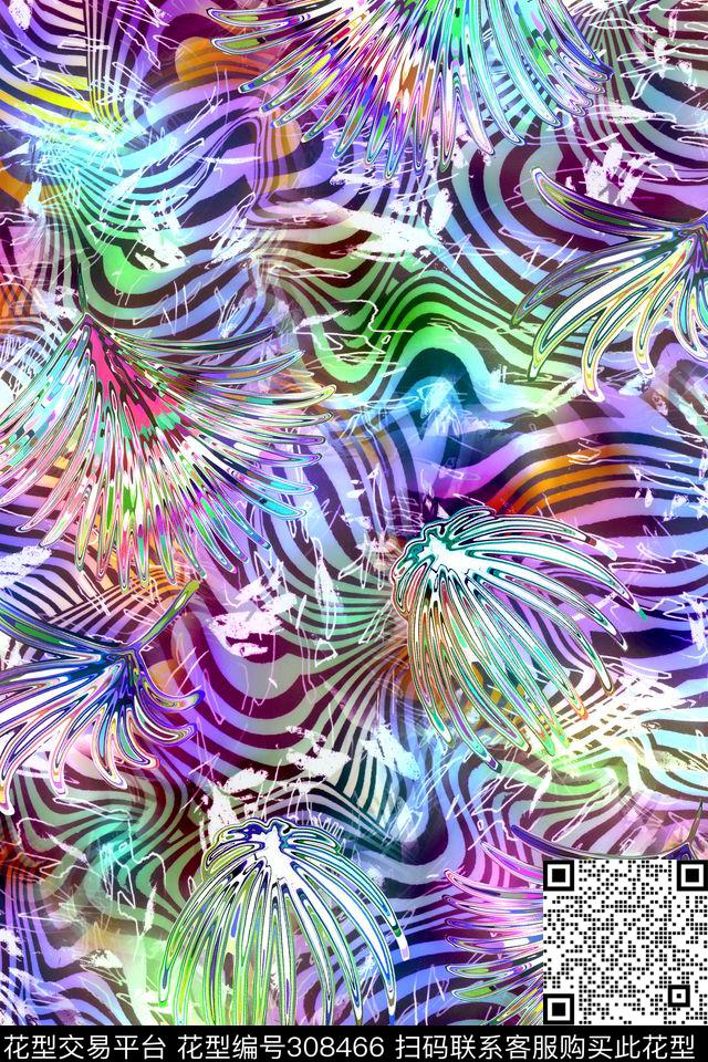 肌理抽象曲线数码印花华亿平台下载（图片编号: 308466） - 瓦栏（Walan）
