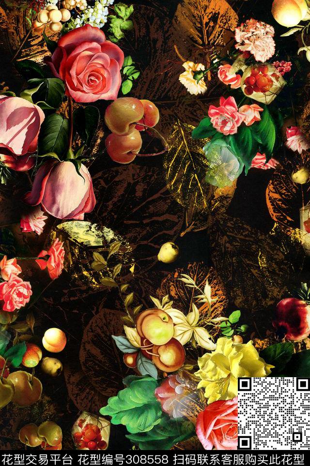 花卉数码印花华亿平台下载（图片编号: 308558） - 瓦栏（Walan）