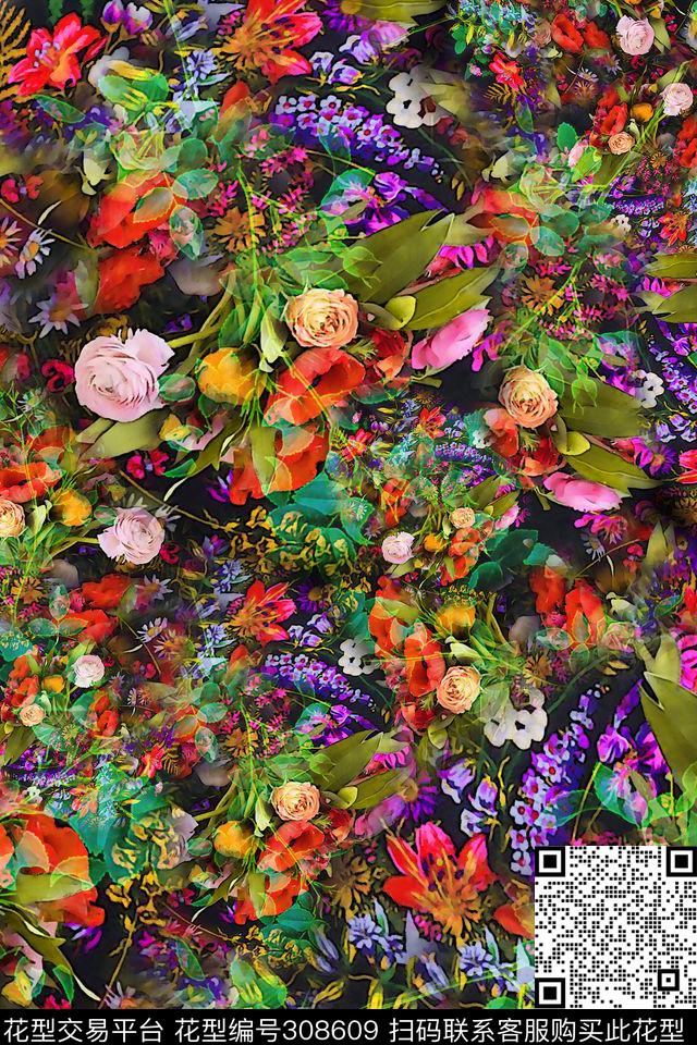 花卉数码印花华亿平台下载（图片编号: 308609） - 瓦栏（Walan）