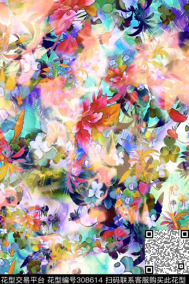 花卉数码印花华亿平台下载（图片编号: 308614） - 瓦栏（Walan）