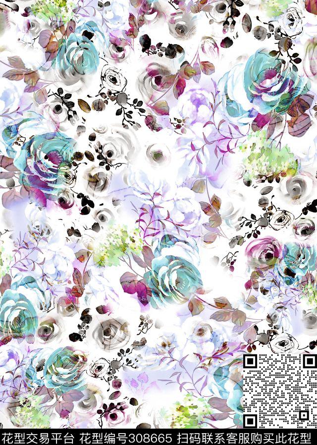 花卉数码印花华亿平台下载（图片编号: 308665） - 瓦栏（Walan）