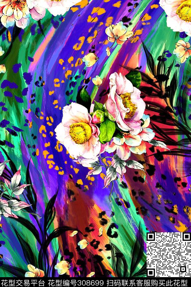 花卉数码印花华亿平台下载（图片编号: 308699） - 瓦栏（Walan）