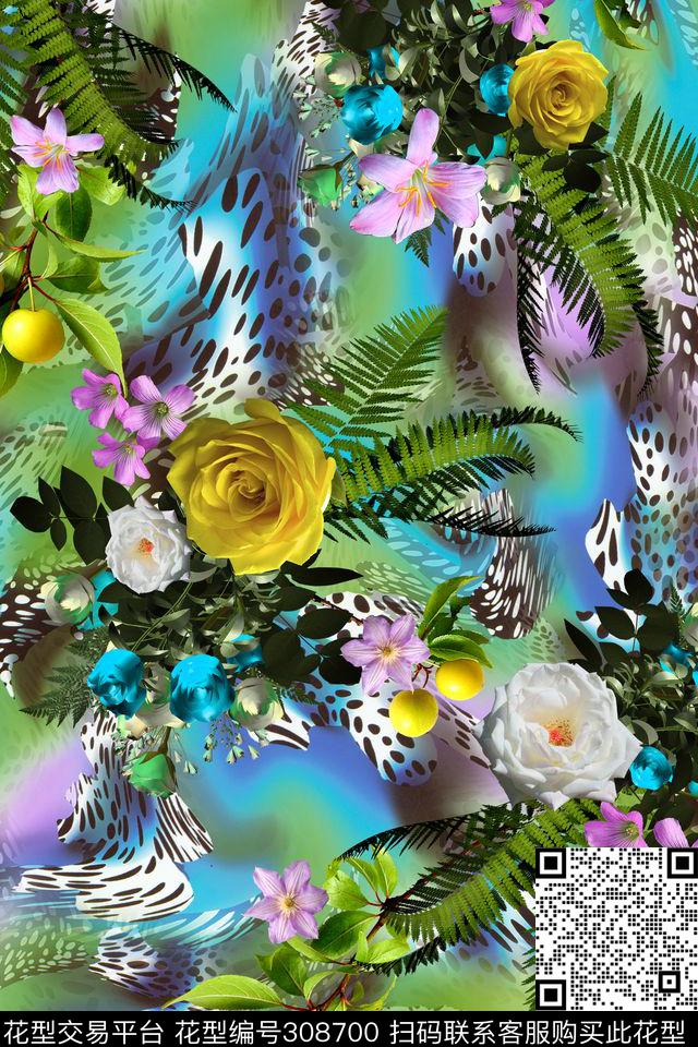 花卉数码印花华亿平台下载（图片编号: 308700） - 瓦栏（Walan）