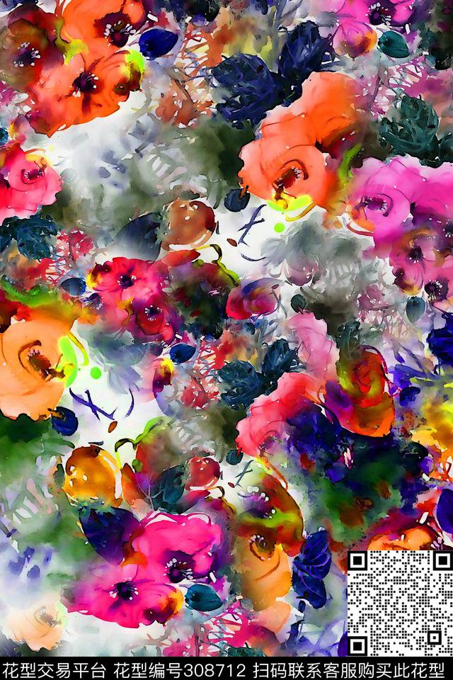 花卉数码印花华亿平台下载（图片编号: 308712） - 瓦栏（Walan）