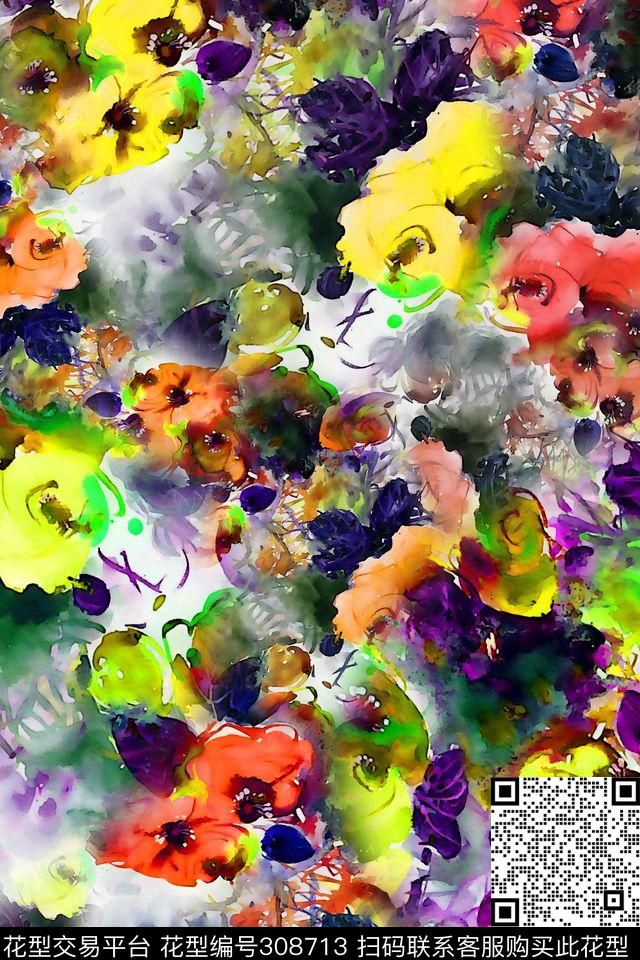 花卉数码印花华亿平台下载（图片编号: 308713） - 瓦栏（Walan）