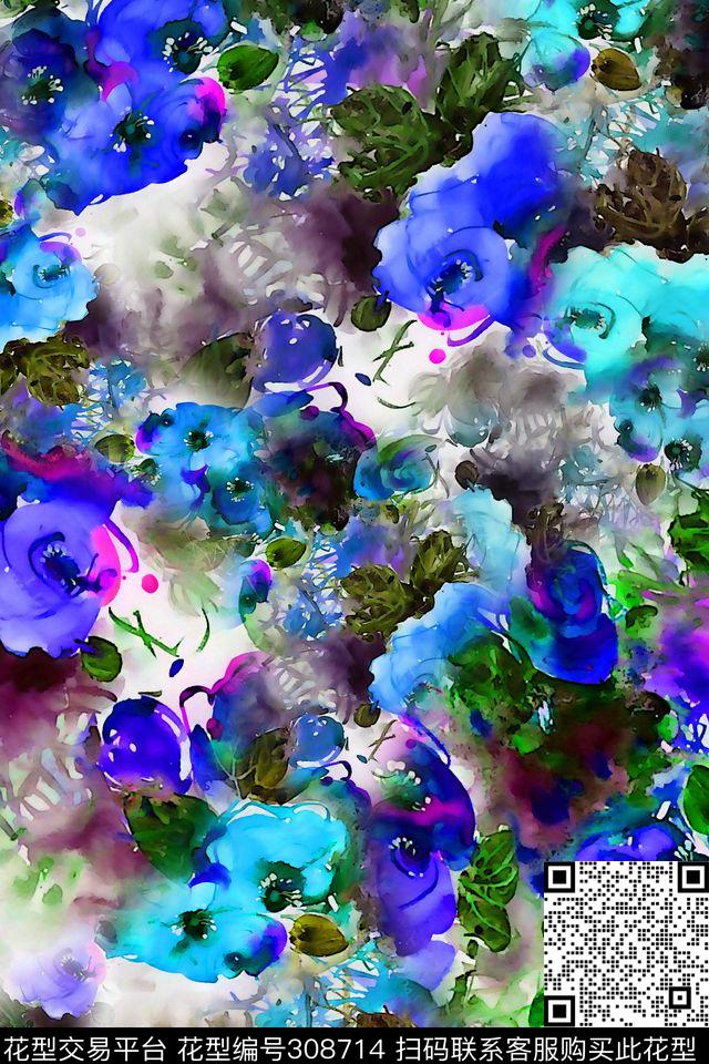 花卉数码印花华亿平台下载（图片编号: 308714） - 瓦栏（Walan）