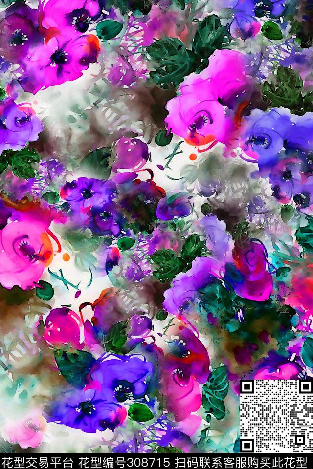 花卉数码印花华亿平台下载（图片编号: 308715） - 瓦栏（Walan）