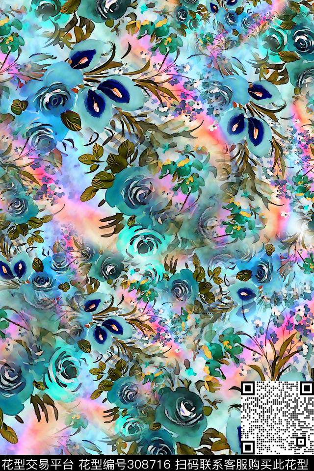 花卉数码印花华亿平台下载（图片编号: 308716） - 瓦栏（Walan）