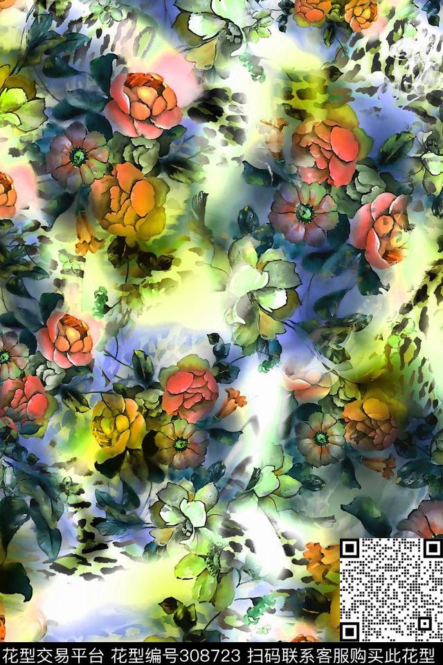 花卉数码印花华亿平台下载（图片编号: 308723） - 瓦栏（Walan）