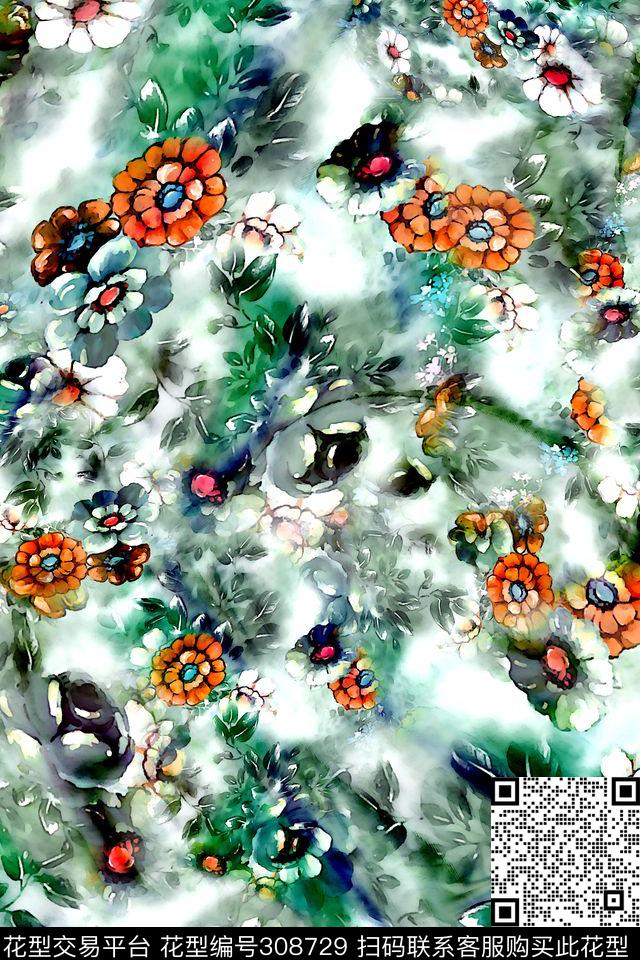 花卉数码印花华亿平台下载（图片编号: 308729） - 瓦栏（Walan）