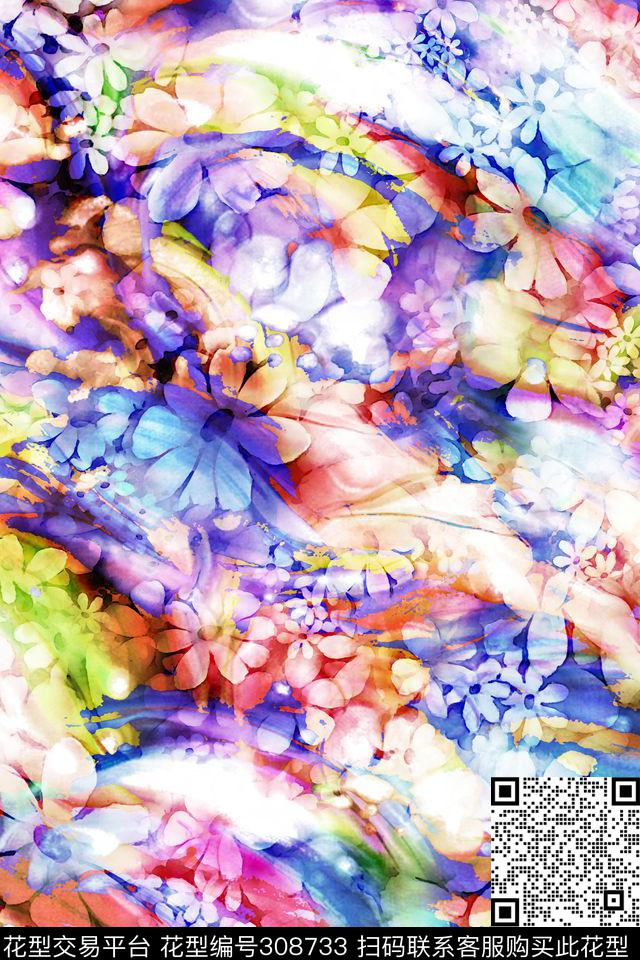 花卉数码印花华亿平台下载（图片编号: 308733） - 瓦栏（Walan）