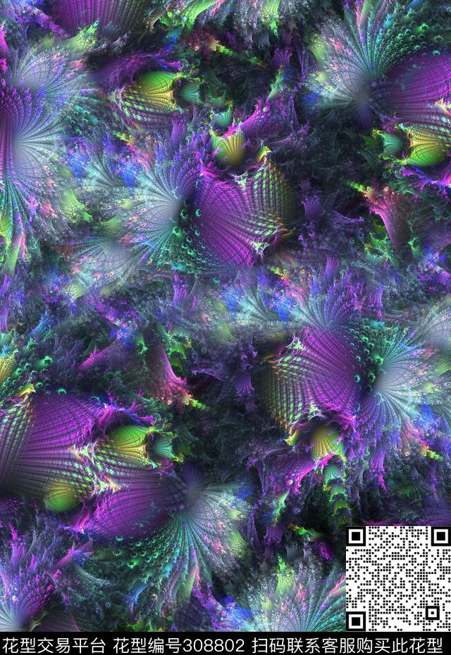 花卉纹理几何数码印花华亿平台下载（图片编号: 308802） - 瓦栏（Walan）