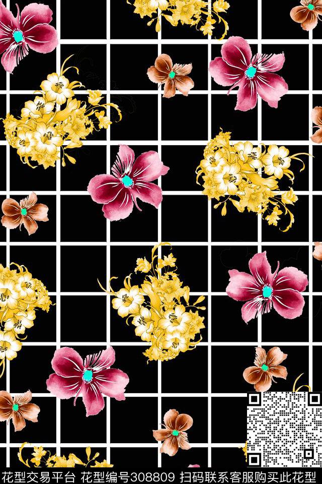 花卉数码印花华亿平台下载（图片编号: 308809） - 瓦栏（Walan）