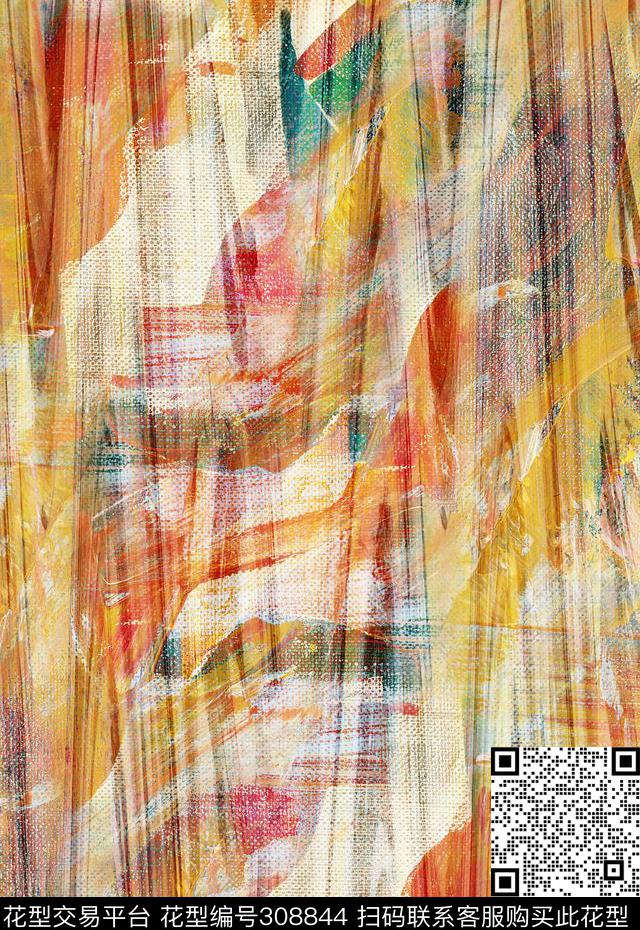 休闲怀旧水彩数码印花华亿平台下载（图片编号: 308844） - 瓦栏（Walan）