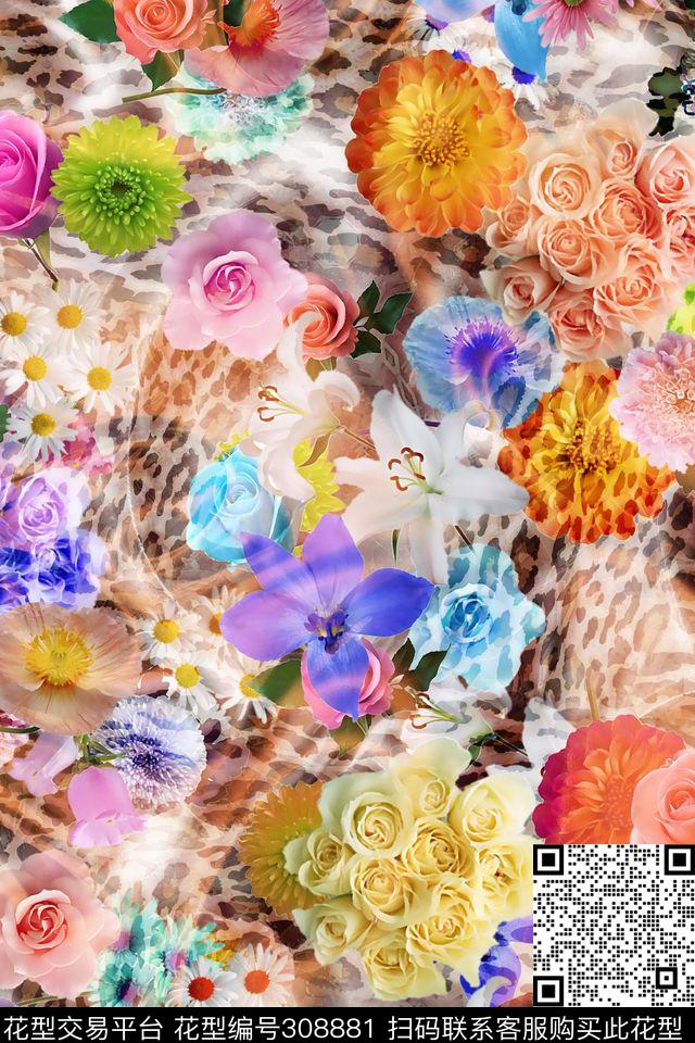 花卉数码印花华亿平台下载（图片编号: 308881） - 瓦栏（Walan）