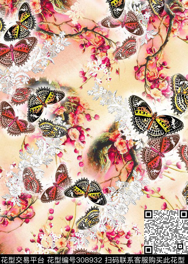 花卉花卉组合动物数码印花华亿平台下载（图片编号: 308932） - 瓦栏（Walan）