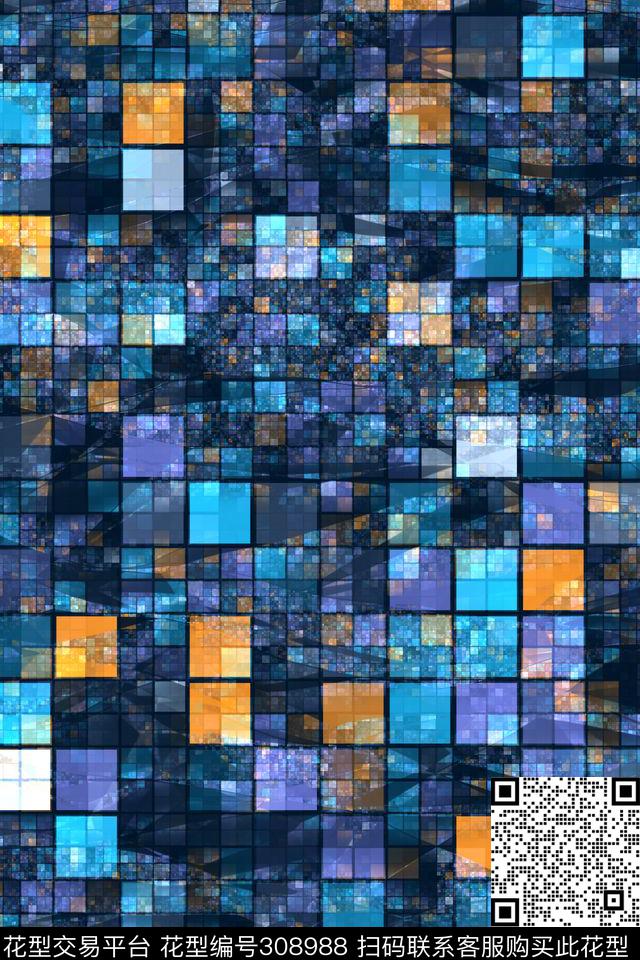 格子几何男装数码印花华亿平台下载（图片编号: 308988） - 瓦栏（Walan）