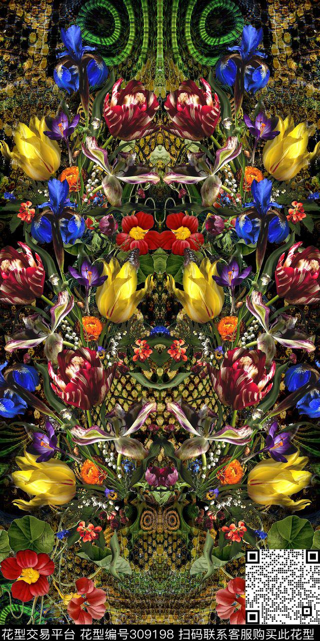 定位花卉动物纹数码印花华亿平台下载（图片编号: 309198） - 瓦栏（Walan）