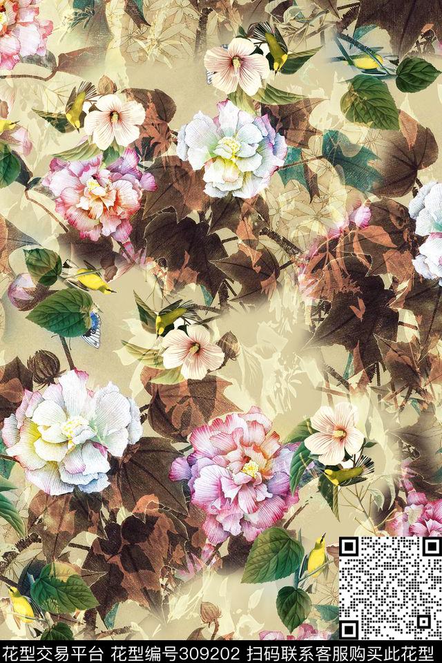 花卉数码印花华亿平台下载（图片编号: 309202） - 瓦栏（Walan）