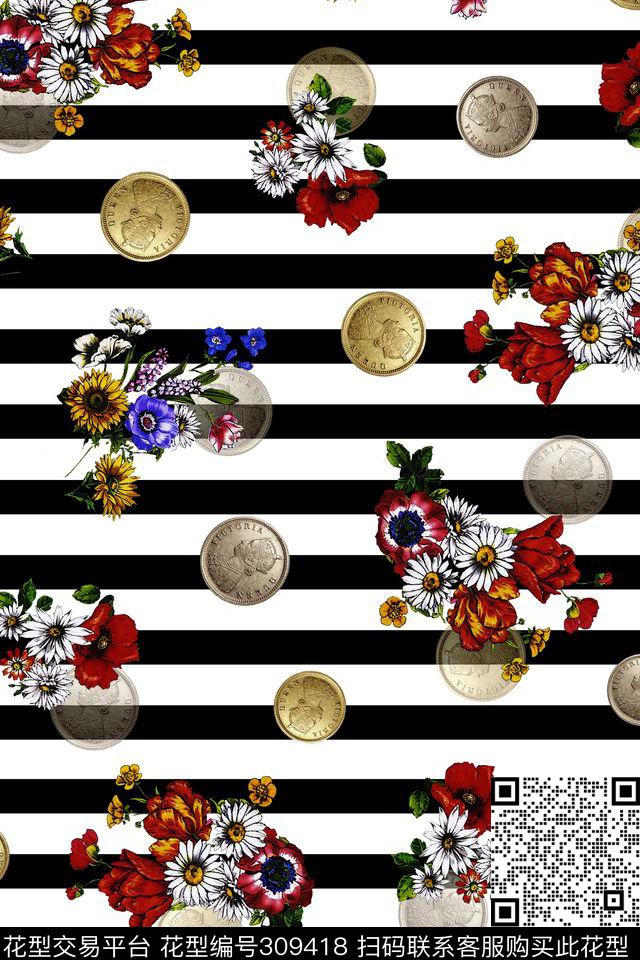 花卉数码印花华亿平台下载（图片编号: 309418） - 瓦栏（Walan）