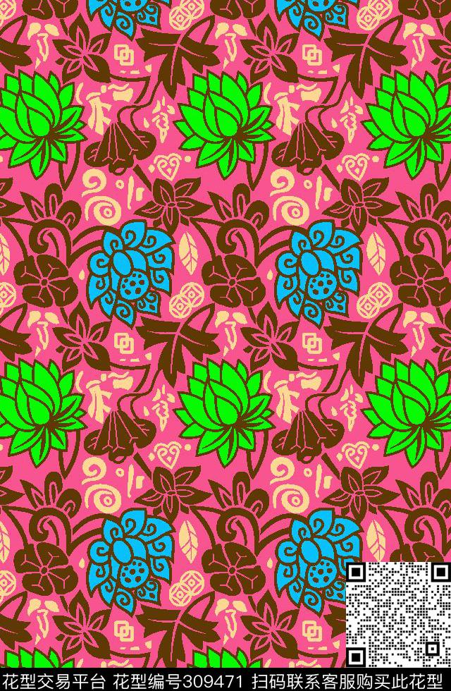 女装丝巾泳装数码印花华亿平台下载（图片编号: 309471） - 瓦栏（Walan）