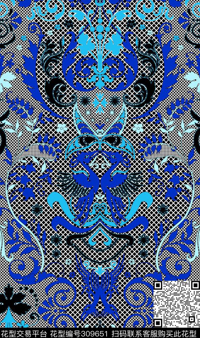 花卉图案传统印花华亿平台下载（图片编号: 309651） - 瓦栏（Walan）