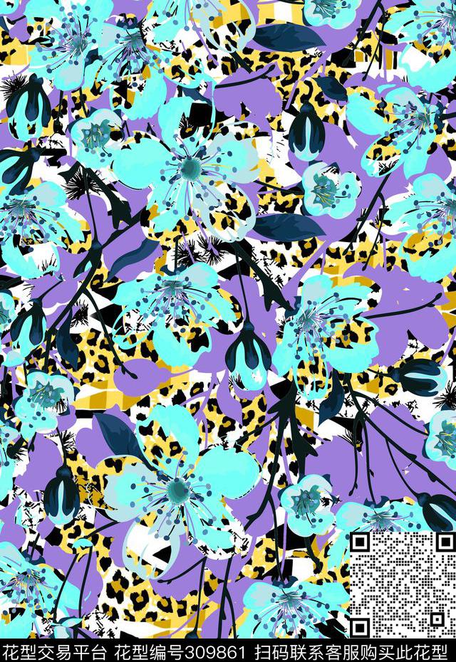 花卉抽象纹理数码印花华亿平台下载（图片编号: 309861） - 瓦栏（Walan）