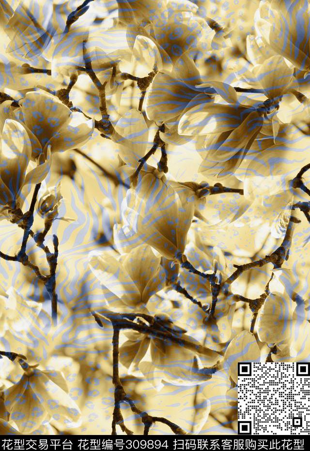 花卉休闲抽象数码印花华亿平台下载（图片编号: 309894） - 瓦栏（Walan）