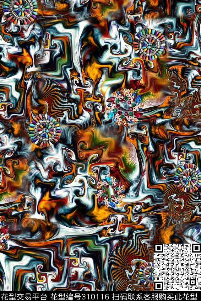 抽象数码印花华亿平台下载（图片编号: 310116） - 瓦栏（Walan）