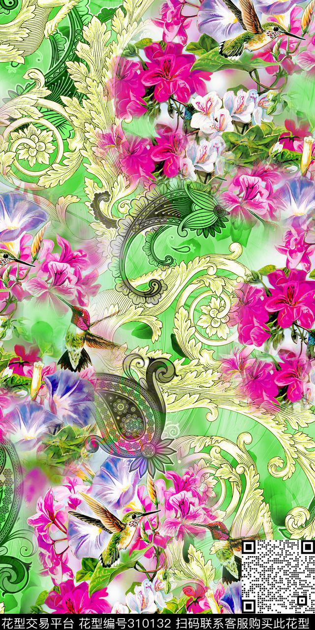 佩斯利腰果纹火腿纹数码印花华亿平台下载（图片编号: 310132） - 瓦栏（Walan）