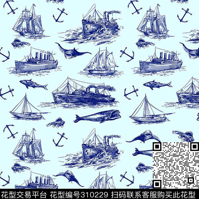 潮流船复古数码印花华亿平台下载（图片编号: 310229） - 瓦栏（Walan）