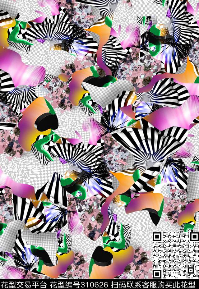 休闲抽象纹理数码印花华亿平台下载（图片编号: 310626） - 瓦栏（Walan）