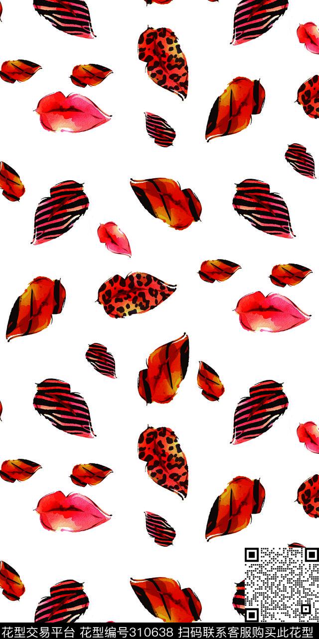 嘴唇动物纹数码印花华亿平台下载（图片编号: 310638） - 瓦栏（Walan）