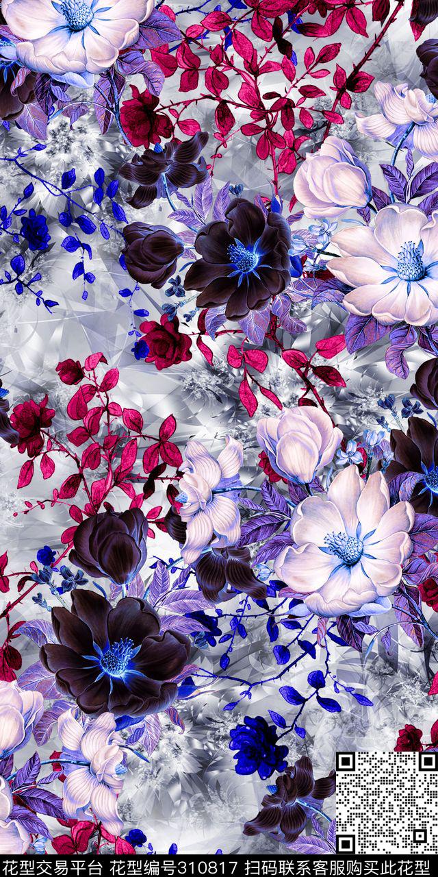 花卉冰雪女装数码印花华亿平台下载（图片编号: 310817） - 瓦栏（Walan）