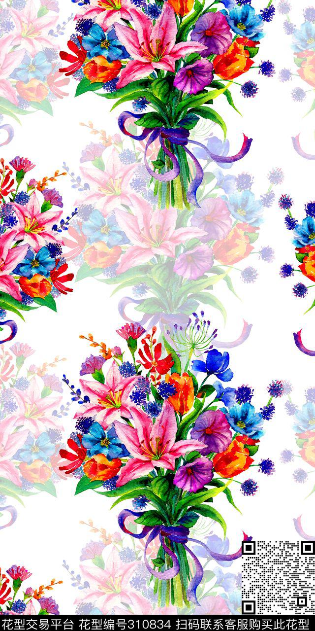 欧式宫廷服手绘水彩数码印花华亿平台下载（图片编号: 310834） - 瓦栏（Walan）