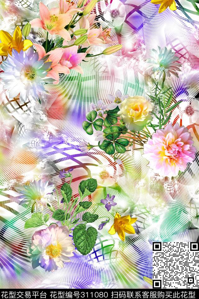 花卉数码印花华亿平台下载（图片编号: 311080） - 瓦栏（Walan）