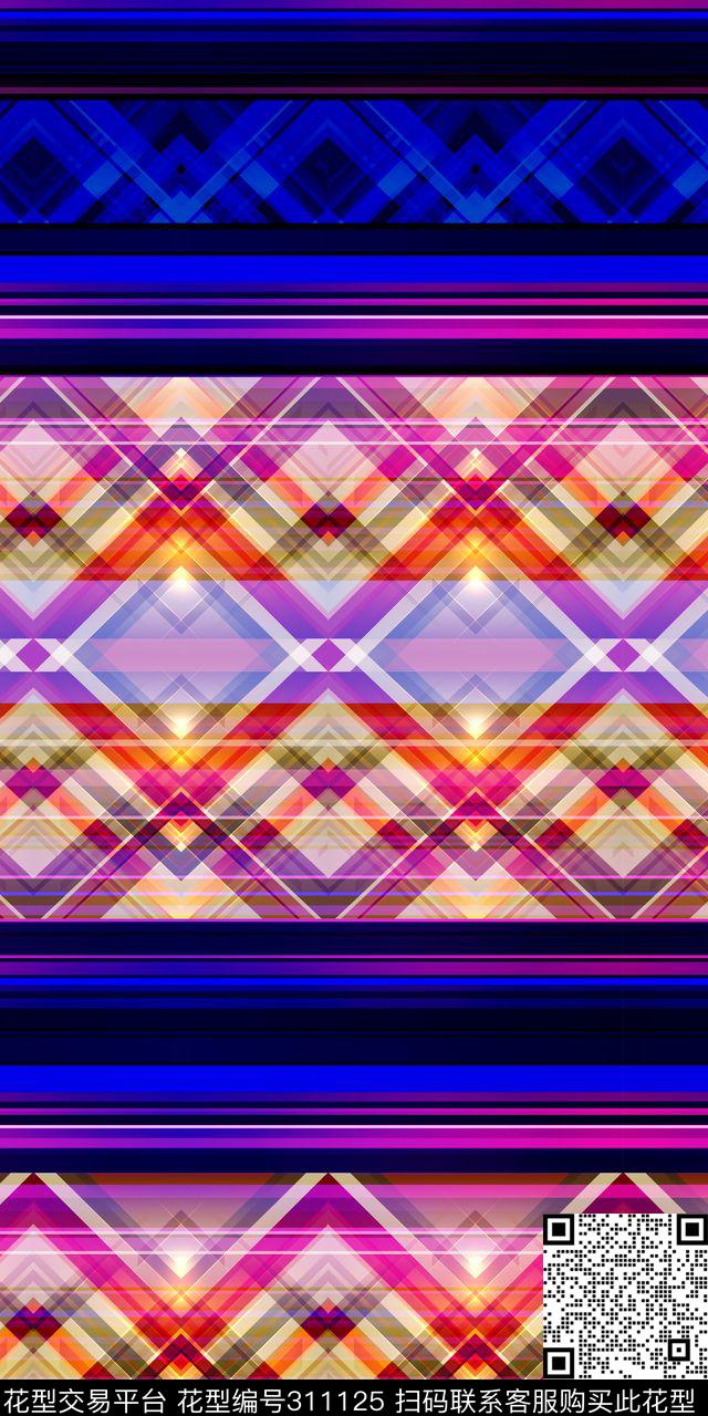 条纹几何渐变数码印花华亿平台下载（图片编号: 311125） - 瓦栏（Walan）