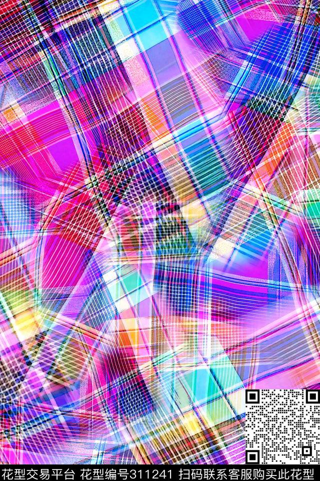 数码★几何格纹数码印花华亿平台下载（图片编号: 311241） - 瓦栏（Walan）